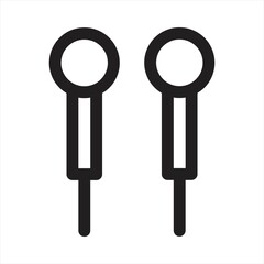 earphone vector glyph flat icon.Two black earphones placed side by side, earphones simple design