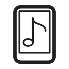 vector line icon of mobile phone playing music. symbol, sign