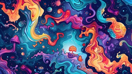 Colorful psychedelic abstract background. Pastel color psychedelic background