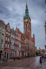 Gdansk, Poland - May 25 2024 "The old town architecture during morning rain"