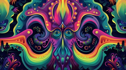 Abstract colorful psychedelic doodle art design. Colorful psychedelic abstract background. Pastel color psychedelic background