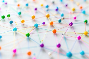 A collection of vibrant pins arranged on a white background, ideal for creative projects or as a decorative accent