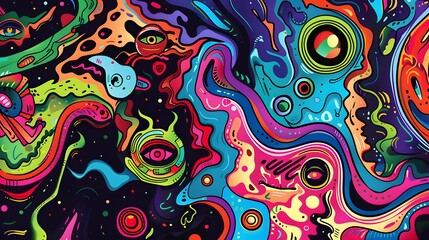 abstract psychedelic neon dream world background. Pastel color psychedelic background