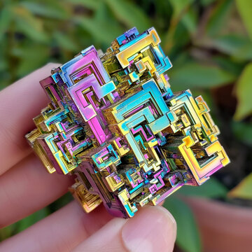 Bismutkristalle in der Hand, wie man Bismut z&uuml;chtet, 