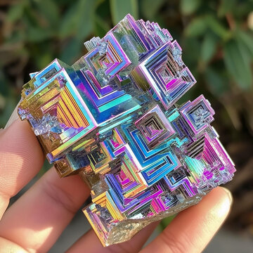 Bismutkristalle in der Hand, wie man Bismut z&uuml;chtet, 