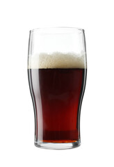 Glass of dark beer isolated on white