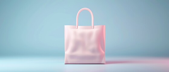 A pink bag is on a blue background