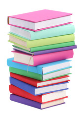 Stack of colorful books isolated on white