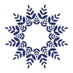 A circular shape of leaves blue , earthenware,ornament