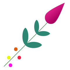 purple flower from teardrop shape and green leaf ,greeting gard,ornament
