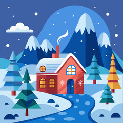 winter landscape with houses