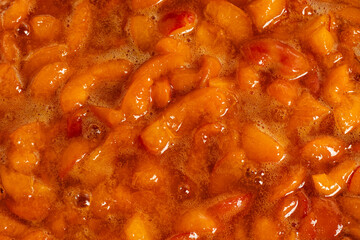 Apricot jam during cooking. Almost ready.