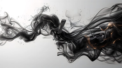 Black and Gold Smoke Dance: Abstract and mesmerizing, black and gold smoke intertwine in a captivating display of fluidity and contrast. 