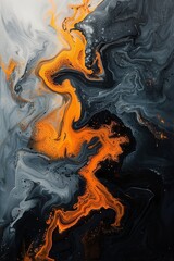 Fototapeta premium Abstract Painting with Orange and Black Colors