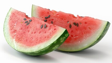 Juicy watermelon slices are displayed invitingly under bright sunlight