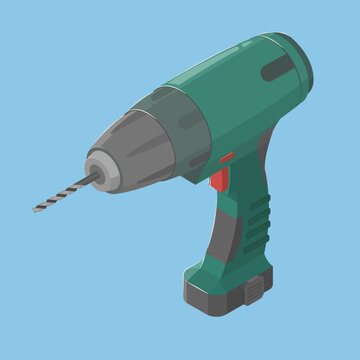 vector isometric illustration of electric drill