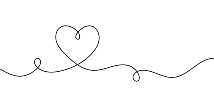 one line Heart icon hand drawn
