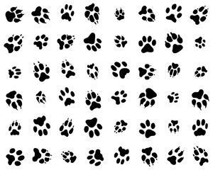Black traces of cats and dogs, seamless wallpaper	