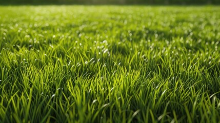 Fototapeta premium A sunlit park lawn with vibrant green grass and serene surroundings