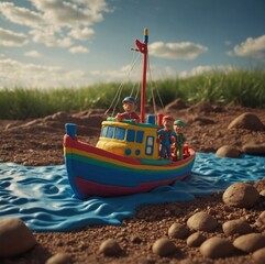 Fototapeta premium The magic of claymation on the ocean navigate a world of claymation marvels