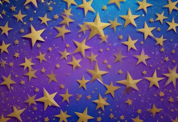 stars against a whispy gradient purple blue and white background,