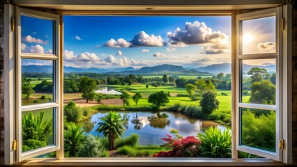 View of the Countryside from a Window.