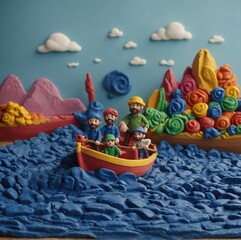 Creating characters the world of claymation featuring a ship on the ocean meet the heroes of handcrafted tales