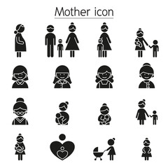 Mother icon set in glyph style