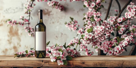 Spring Cherry Blossoms on Rustic Wooden Table