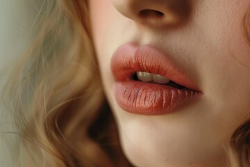 Fototapeta premium beautiful plump lips, close-up photo