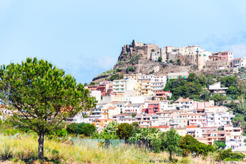 Obraz premium Distance view, panorama, of the Castelsardo, a town in Sardinia, Italy, located in the northwest of the island within the Province of Sassari.