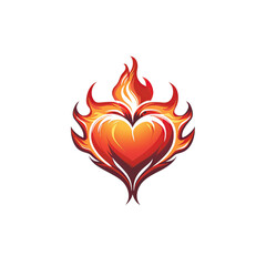 Burning Heart Logo Design on Transparent Background
