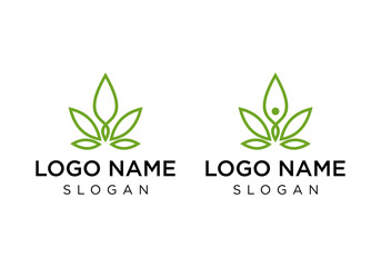 People and Marijuana Leaf logo vector design.