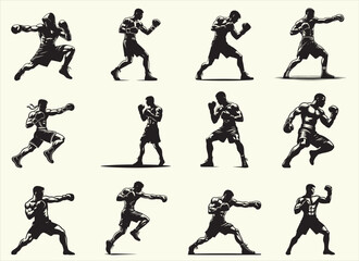 Boxing Player Silhouette Vector Illustration
