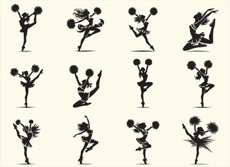 Cheerleader dance Silhouette Vector Illustration