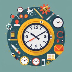 Obraz premium Real time management concept.Generative AI