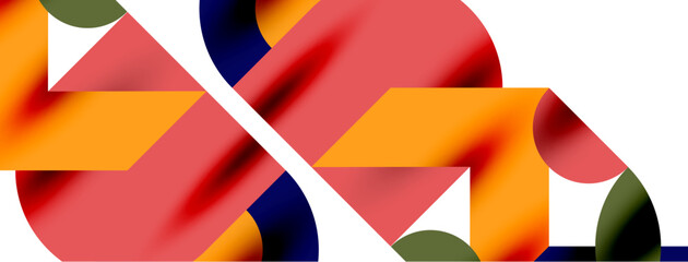 Metal color circles with shadows and other geometric elements composition for wallpaper, banner, background or landing