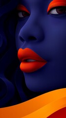 Close-up portrait of a woman with bold colors