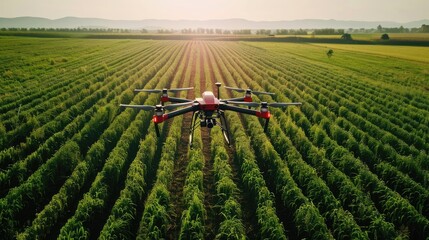 Fototapeta premium A drone's-eye view of fields, showcasing the role of technology in enhancing agricultural practices