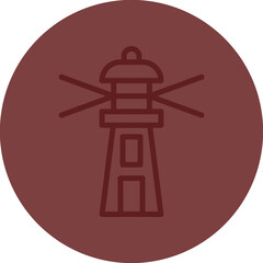 Lighthouse Vector Line Maroon Circle Maroon