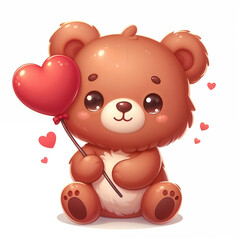Fototapeta premium Cute cartoon teddy bear on white background. AI