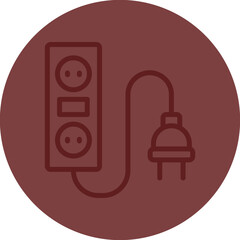 Extension Cord Vector Line Maroon Circle Maroon