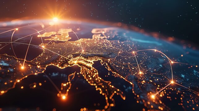 Global network connection. World map point and line composition concept of global business. Vector Illustration