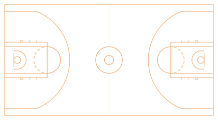 Basketball court line style. Basketball Arena. Basketball Court Flat Icon. Basket ball field playground stadium league scheme, layout. Vector © Volodymyr
