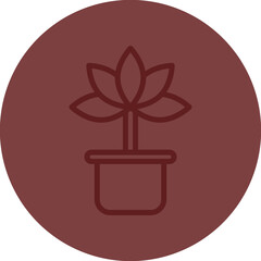 Indoor Plants Vector Line Maroon Circle Maroon