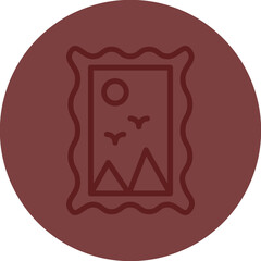 Photo Frame Vector Line Maroon Circle Maroon