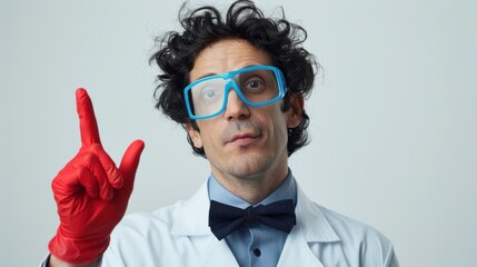 The scientist in red gloves