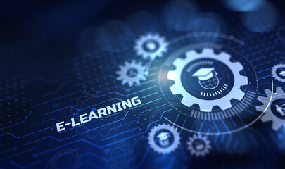 Obraz premium E-learning remote education internet online learning technology concept.