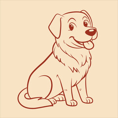 adorable dog oulitne vector drawing