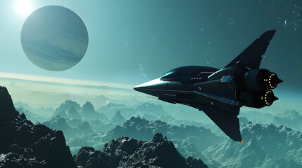 A retrofuturistic spaceship embarks on a mission to explore distant galaxies and unknown worlds.